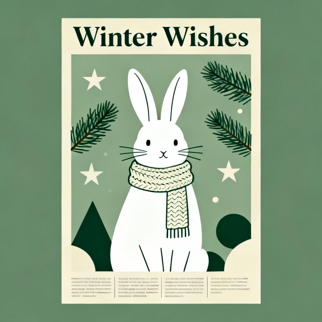 AI Minimal Pet Christmas Poster With Rabbit
