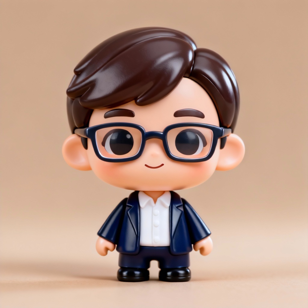 AI Pop Mart style office avatar with glasses and blazer