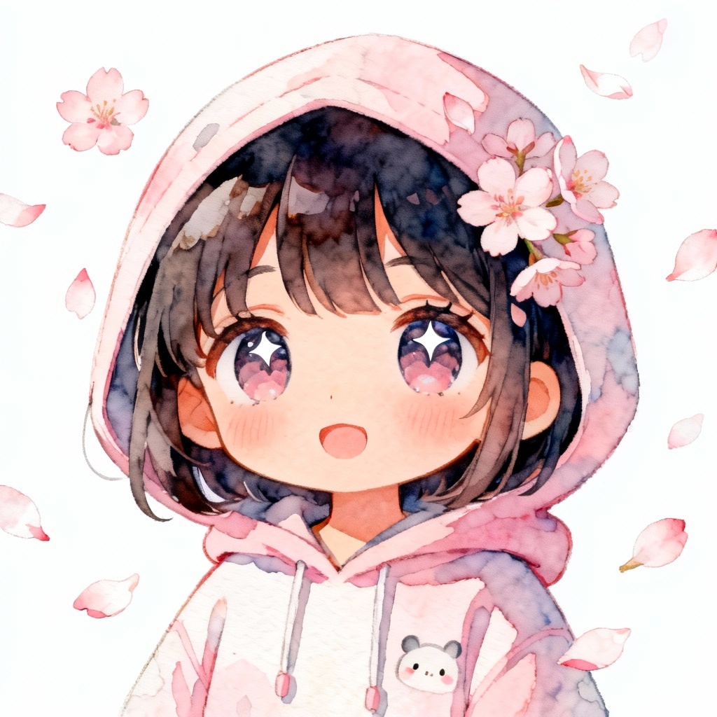 Chibi Mai avatar with cherry blossoms, pastel colors