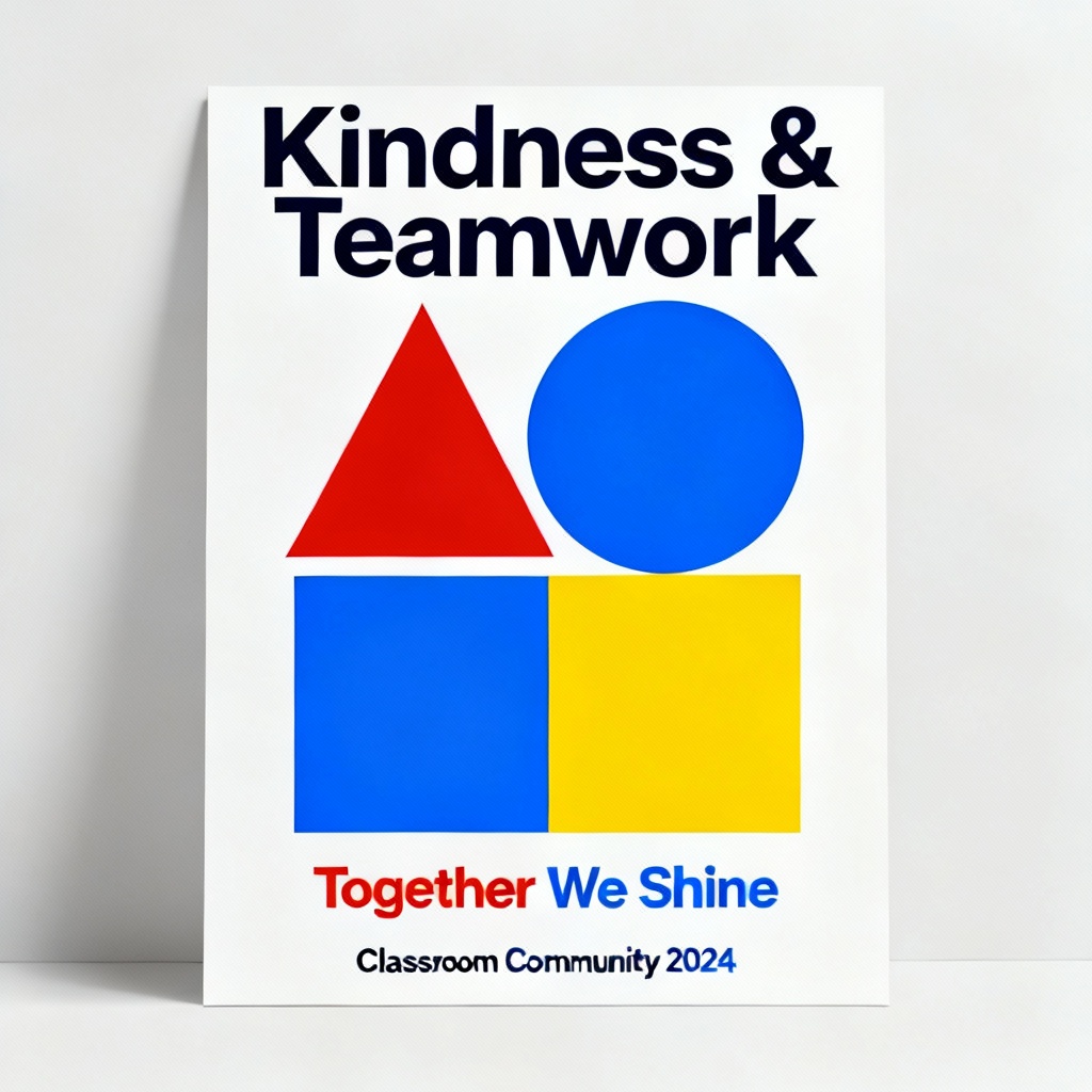 AI classroom poster about friendship and teamwork
