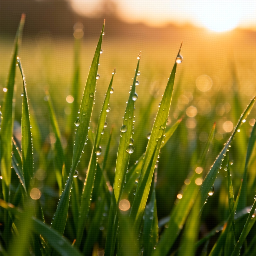 Photoreal lawn with morning dew created by AI grass generator