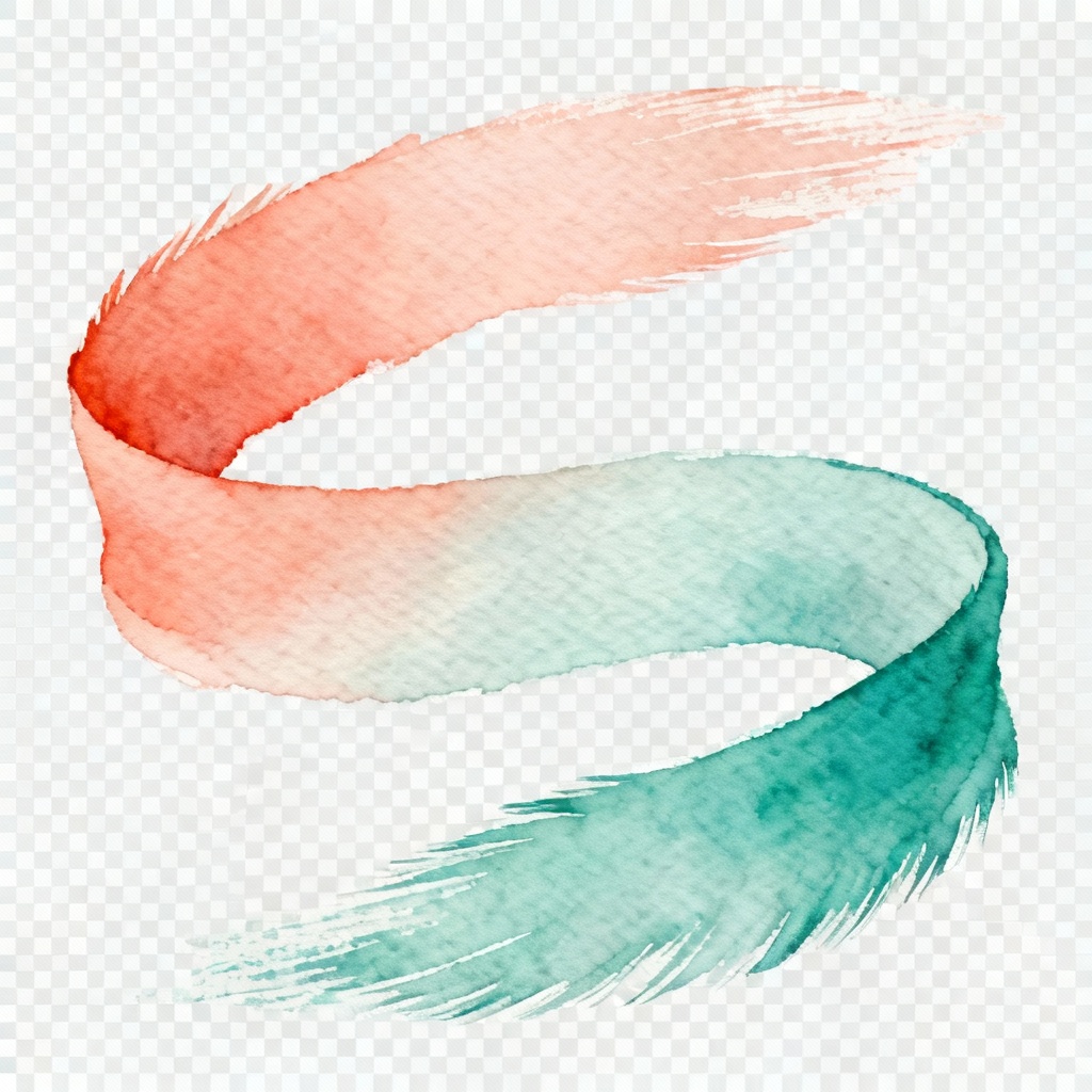 AI watercolor brush stroke ribbon with gradient