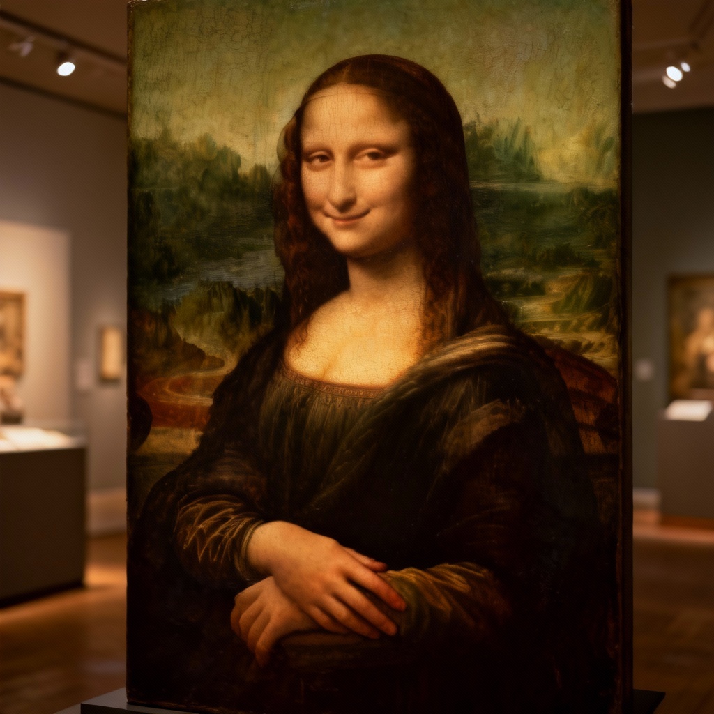AI Mona Lisa style portrait with Renaissance sfumato lighting