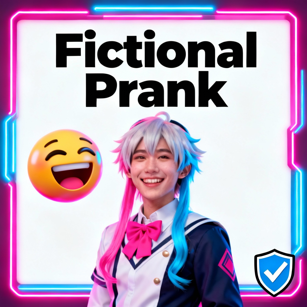 AI prank video thumbnail with fictional character