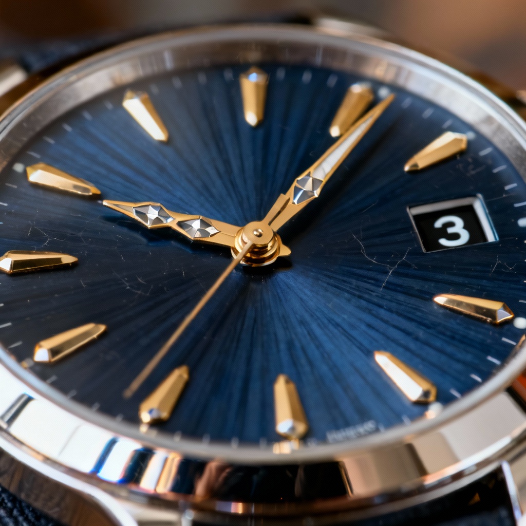 AI luxury watch dial with gold indices