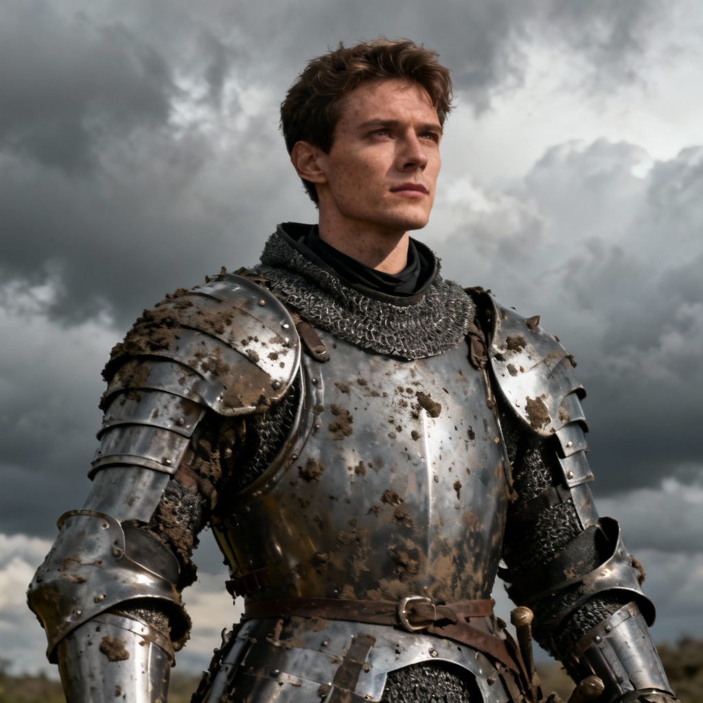 AI medieval knight cosplay body swap