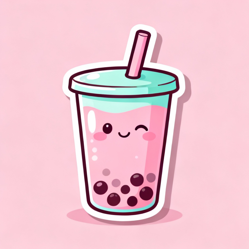 AI cute boba tea mascot for cafe branding