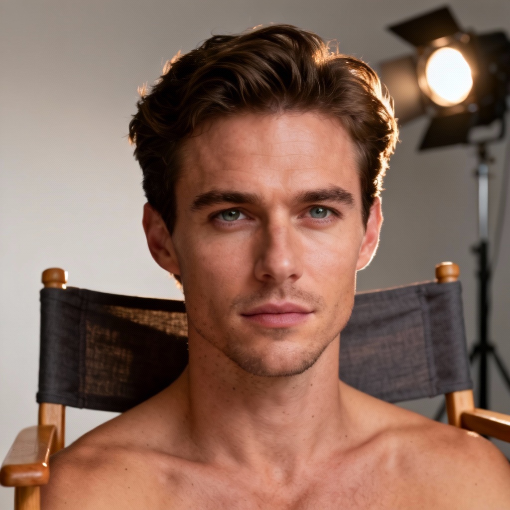 AI Hollywood headshot on director chair