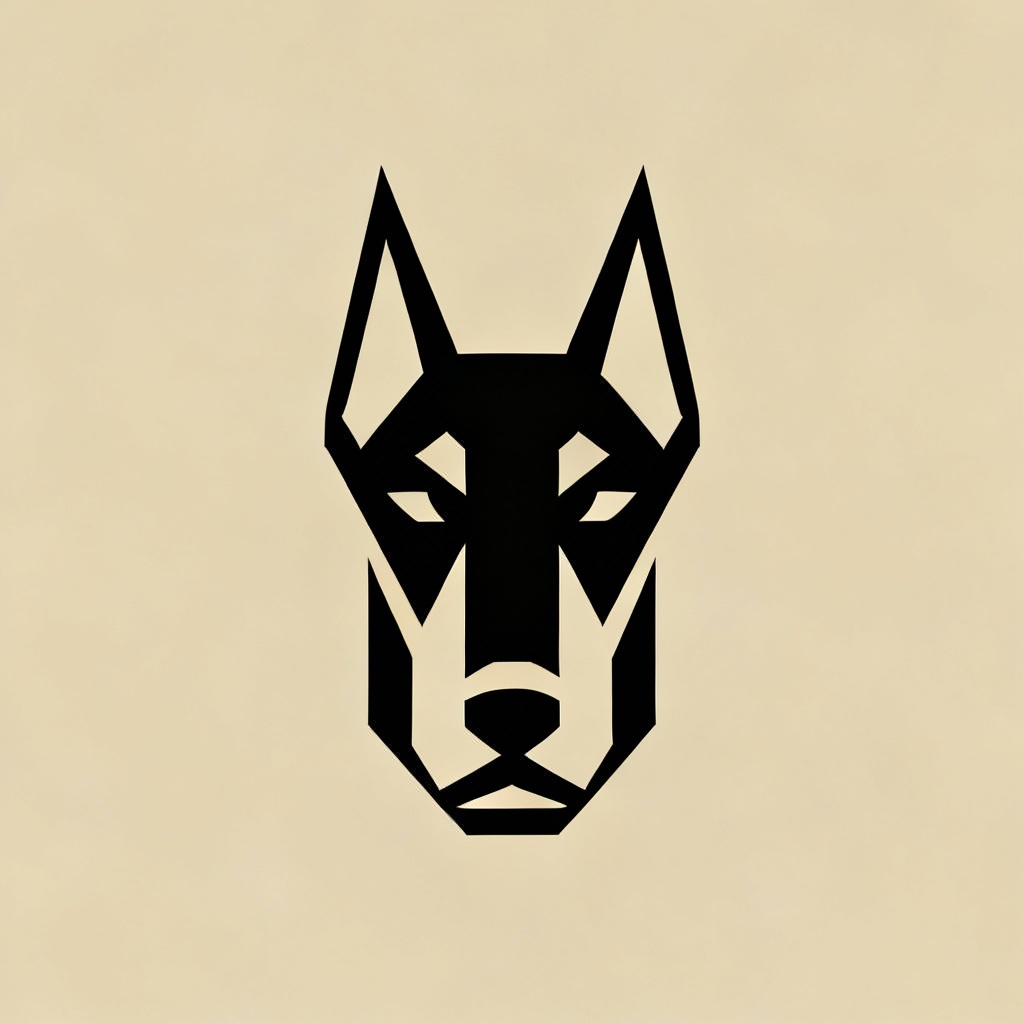 Minimal geometric Doberman logo in vector style
