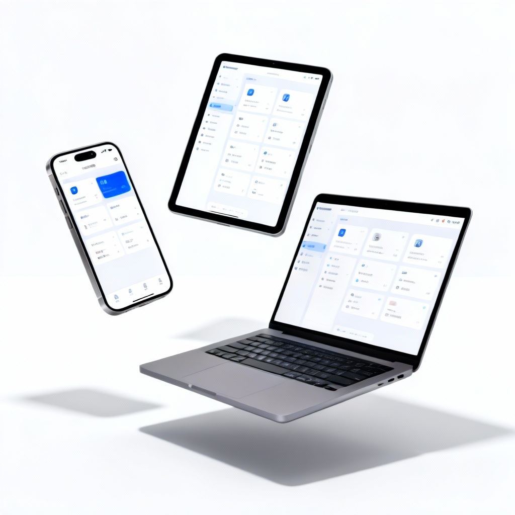Minimal studio multi-device screen mockup