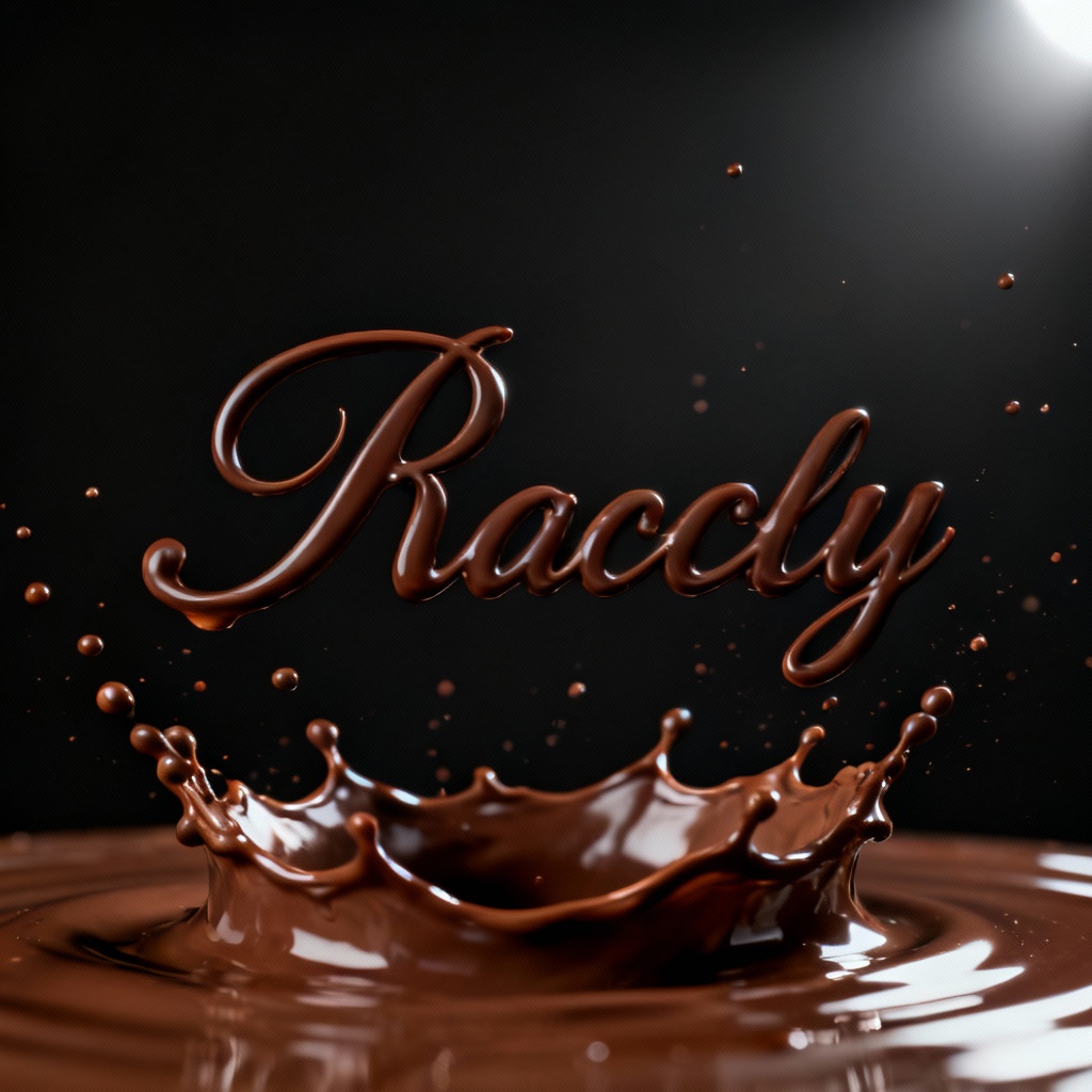 Liquid chocolate splash forming typography