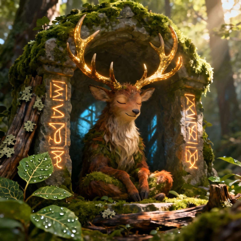 AI Forest Guardian spirit with antlers