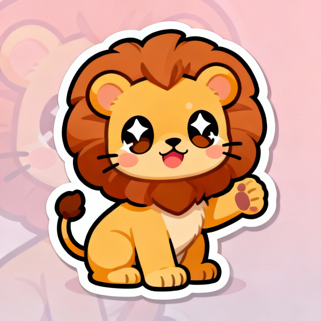 AI chibi lion cub kawaii illustration