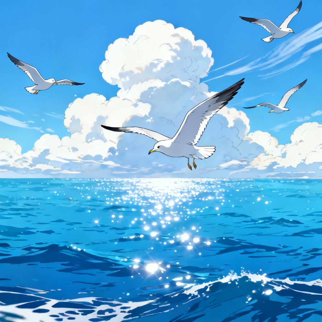 AI anime summer beach background