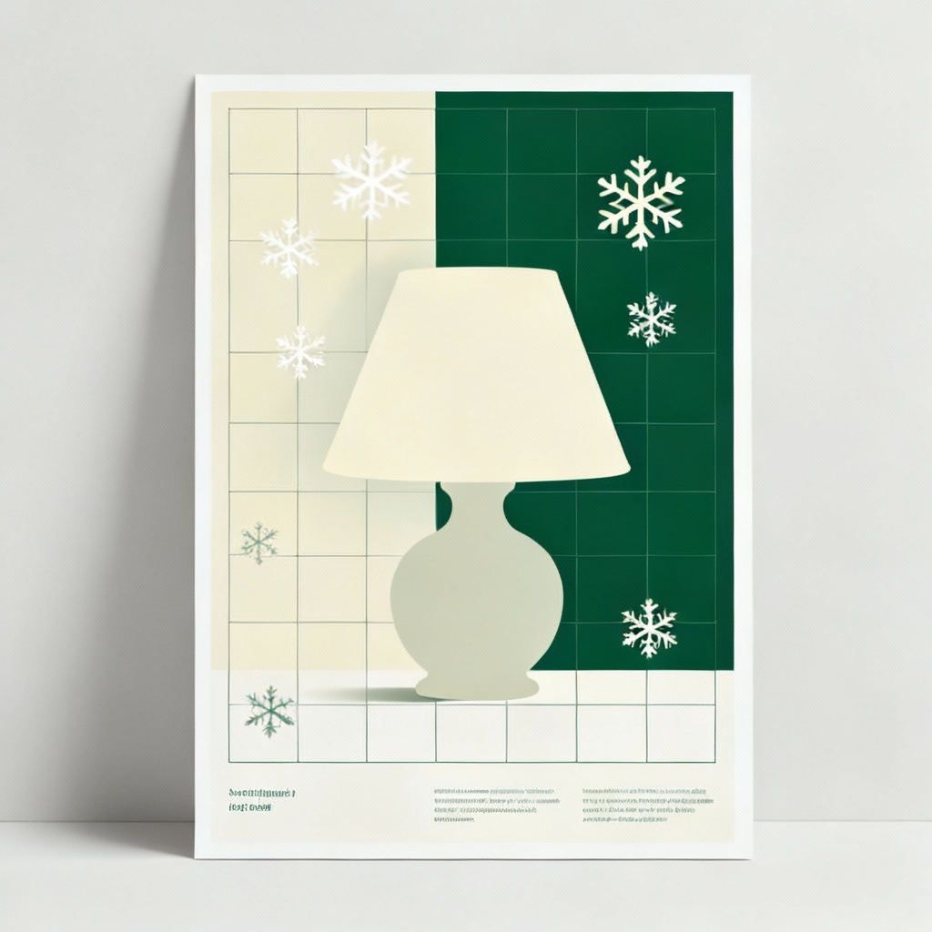 Minimal Scandinavian Christmas lamp poster in neutral tones