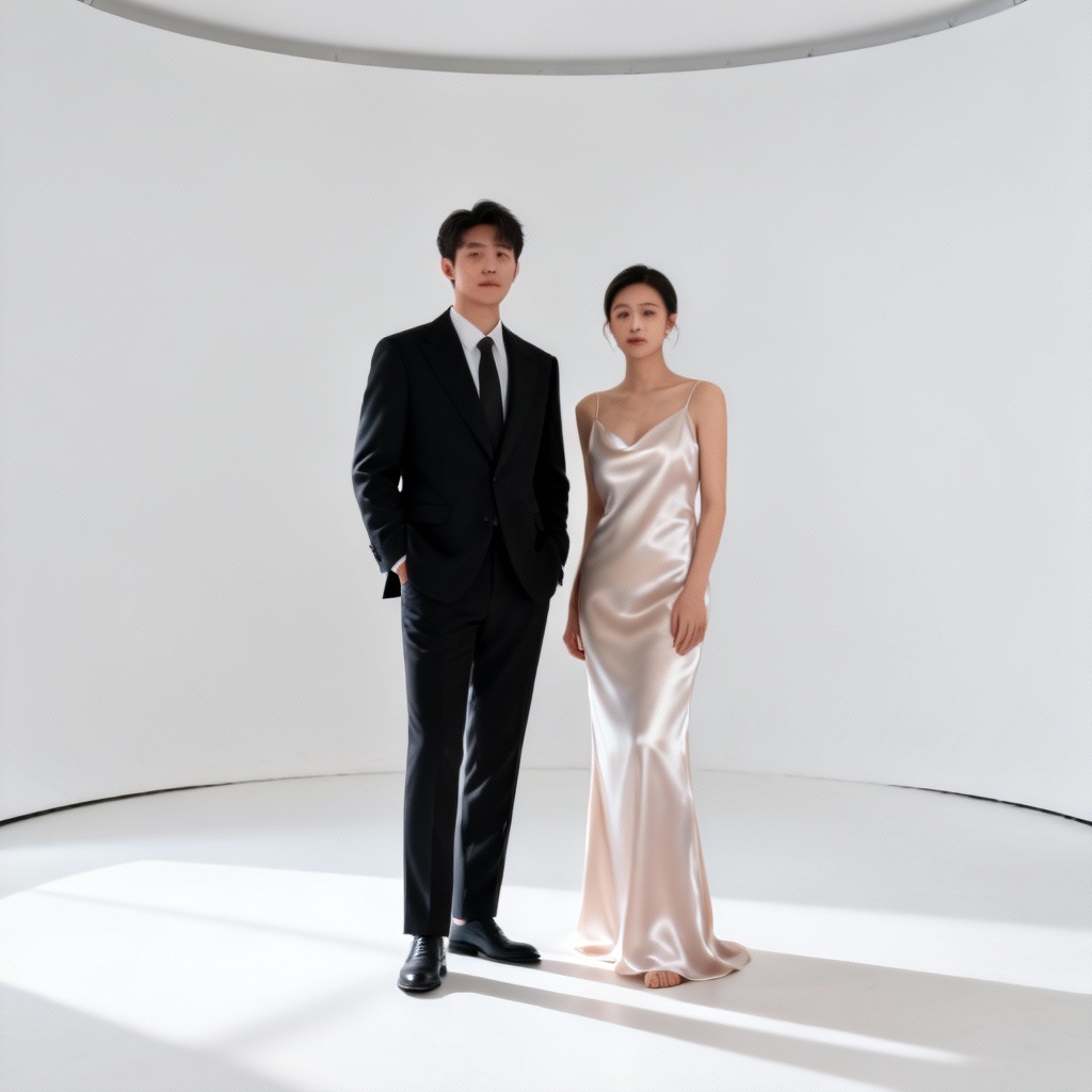 AI studio minimal white prewedding portraits