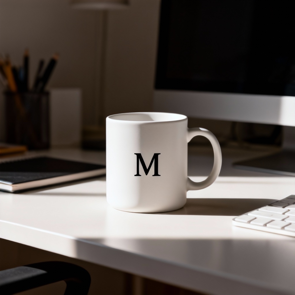 AI minimalist logo mug for startup brand mockup