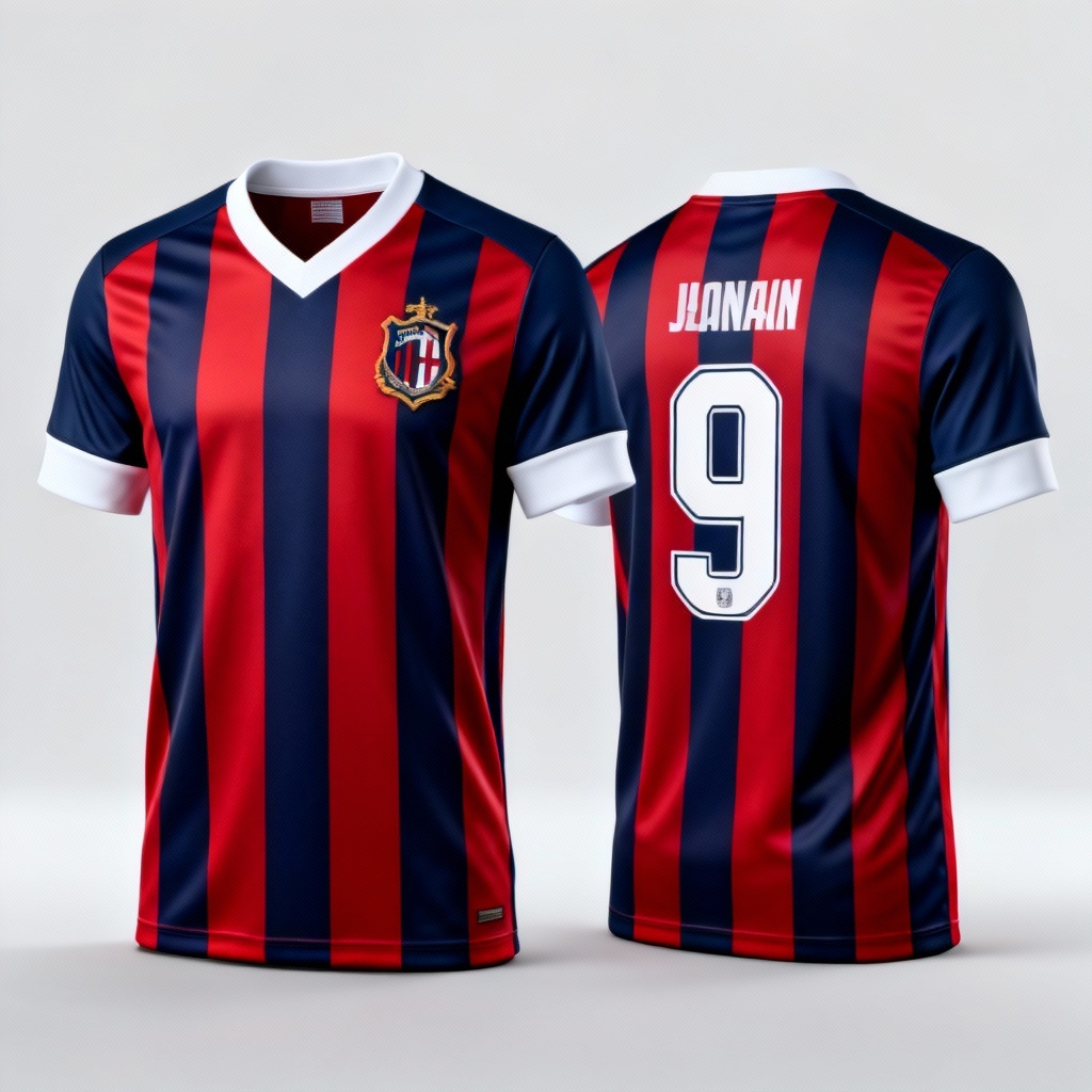 AI striped home soccer jersey with classic vertical bands