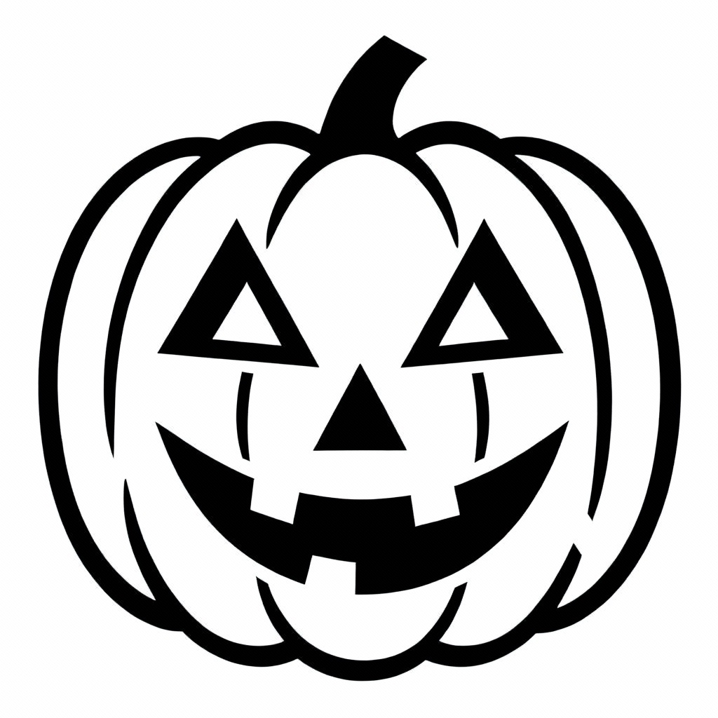 AI pumpkin carving stencil in black and white