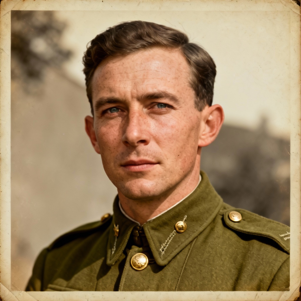 AI colorized historical soldier portrait