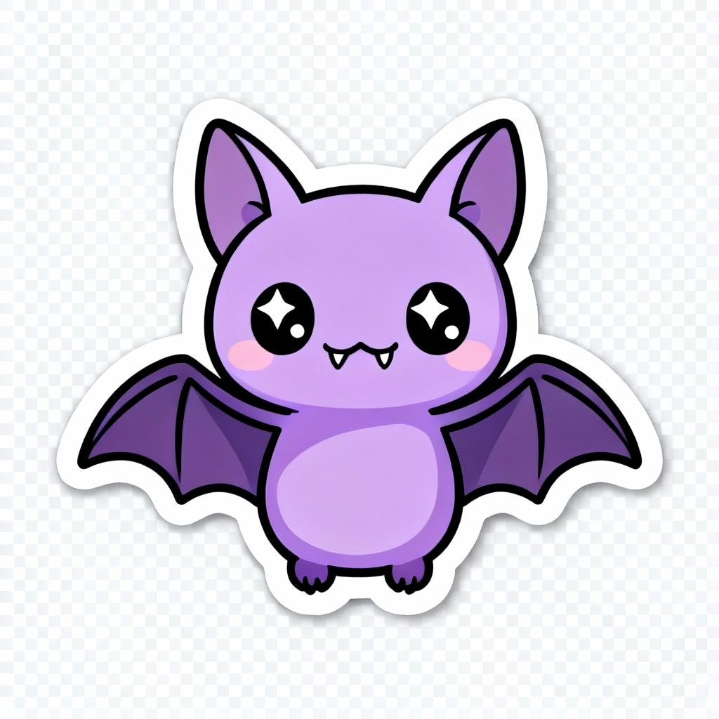 AI cute chibi bat sticker