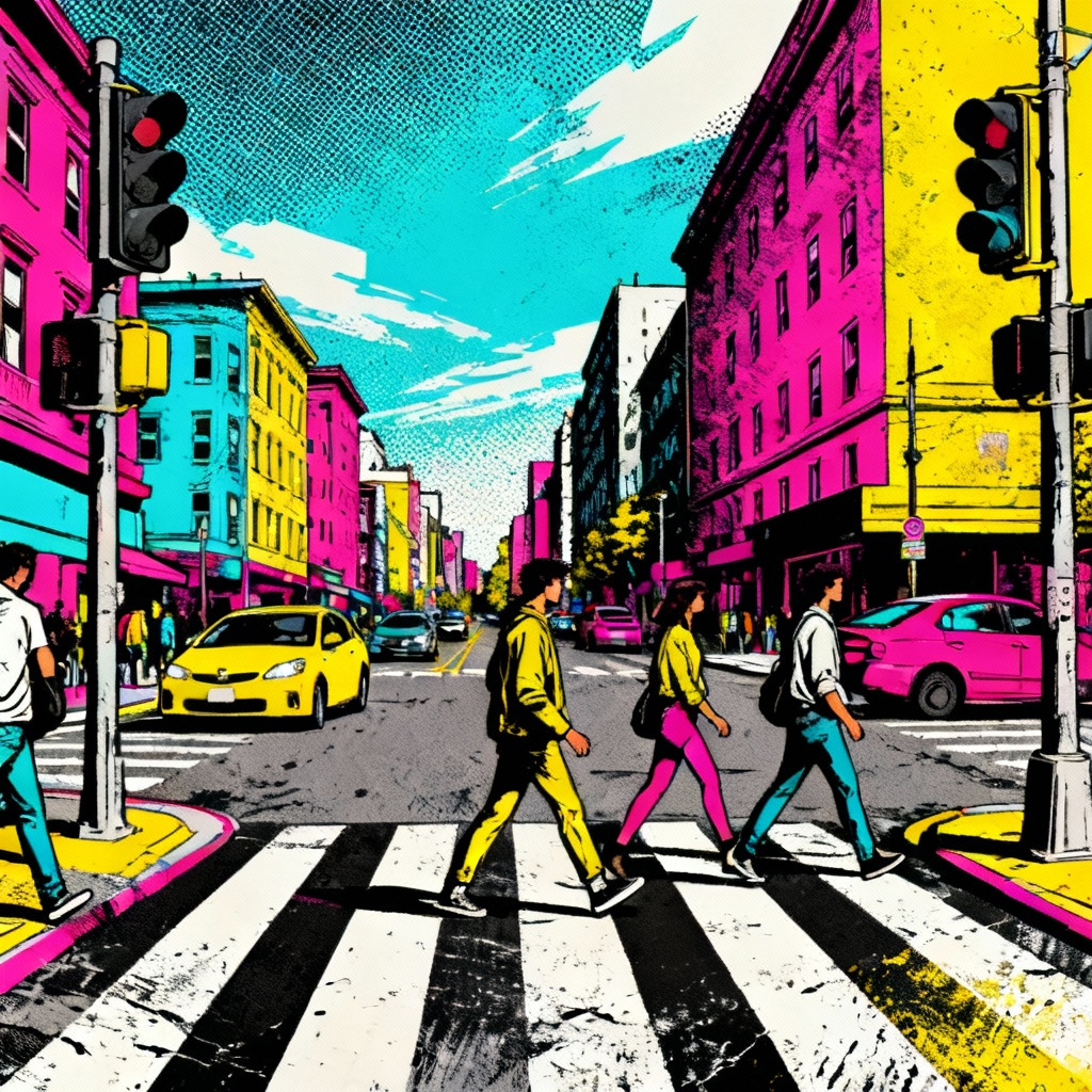 AI pop art urban street scene