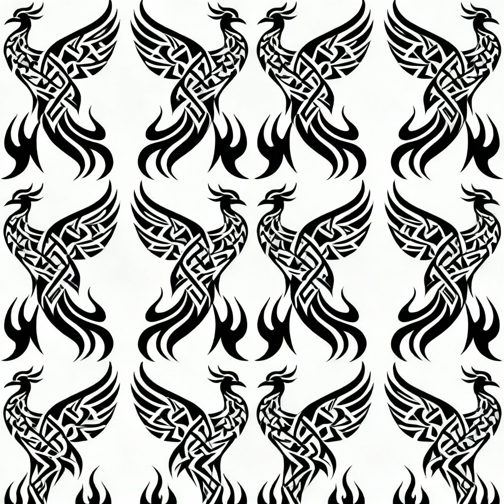 Tribal Ink Phoenix Repeat Pattern
