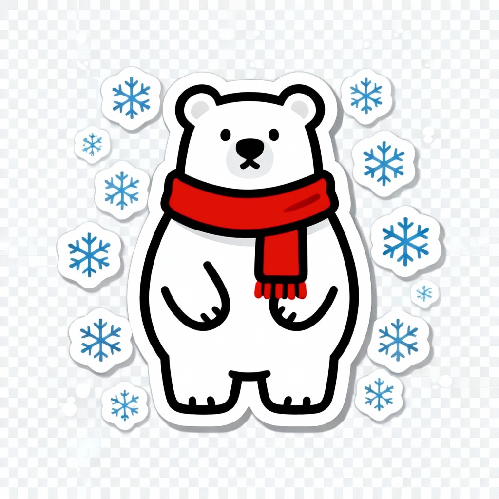 AI polar bear with scarf in minimalist vector style