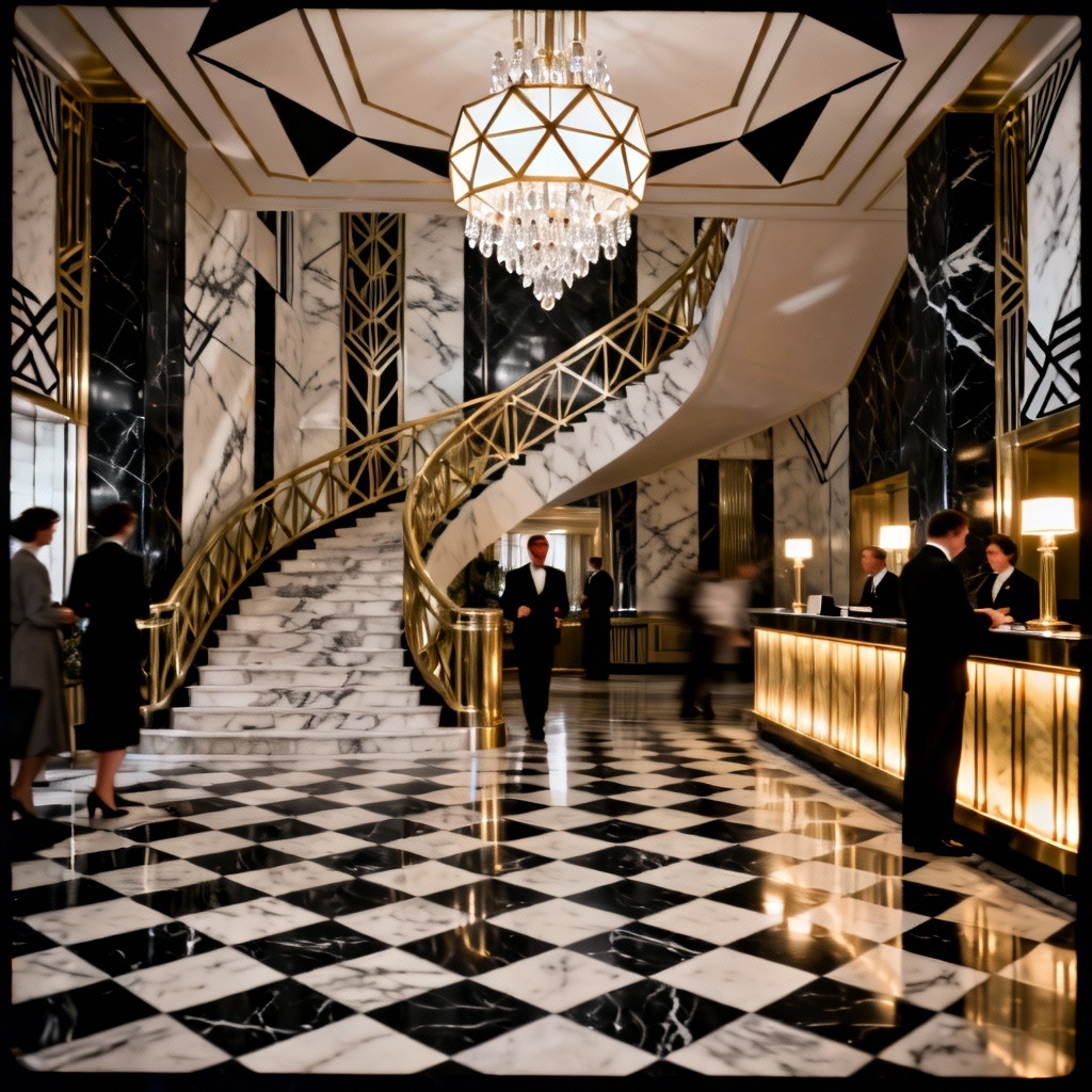 AI Hotel Lobby Art Deco Style