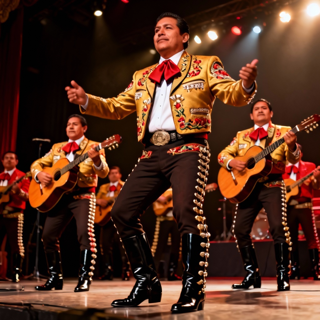 AI mariachi group attire with coordinated charro-style suits