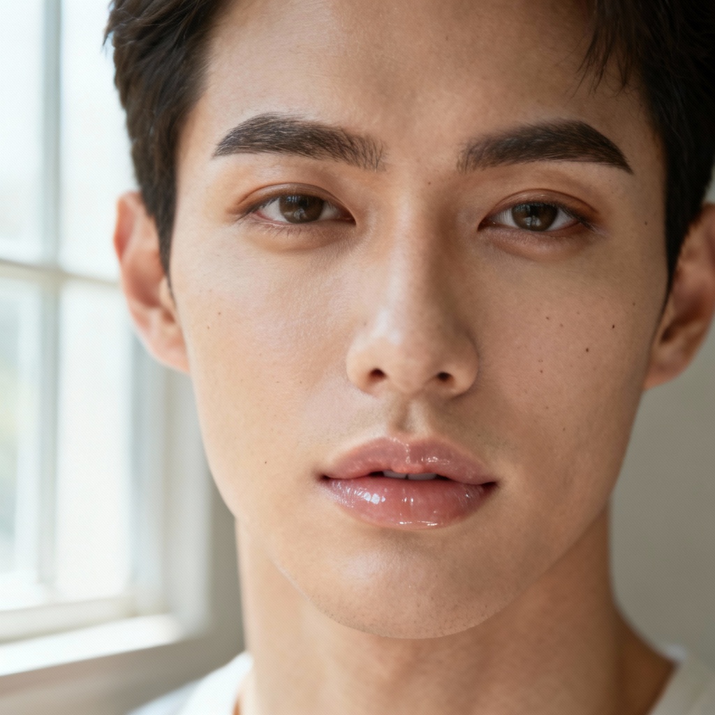 AI soft boy beauty look with natural grooming