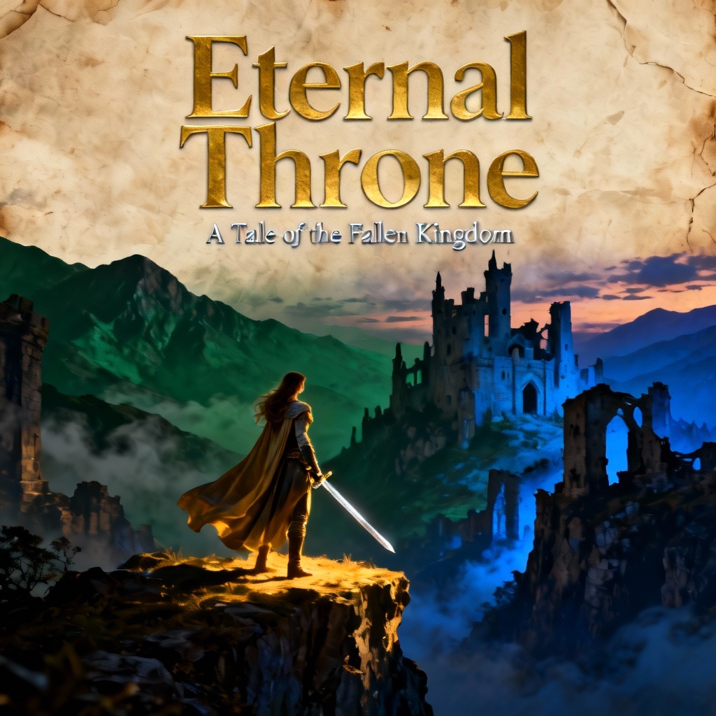 AI epic fantasy book cover with castle and heroine