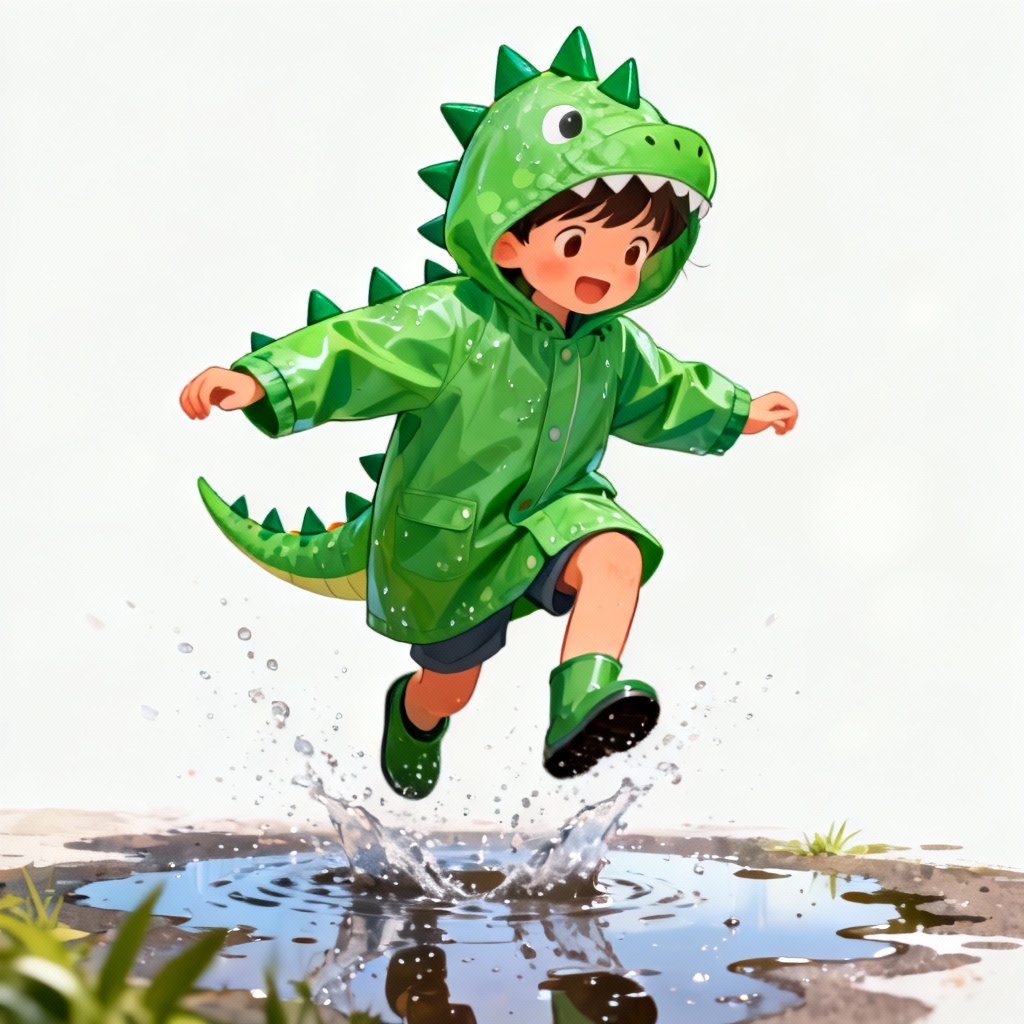 AI kids dinosaur raincoat concept
