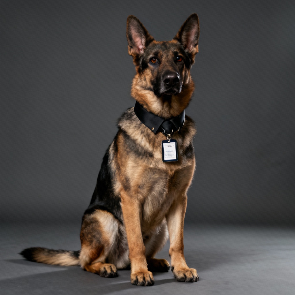 AI german shepherd professional interview photo