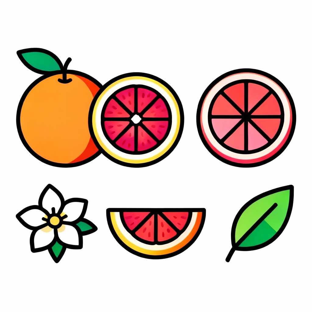 AI vector grapefruit icons for apps and UI