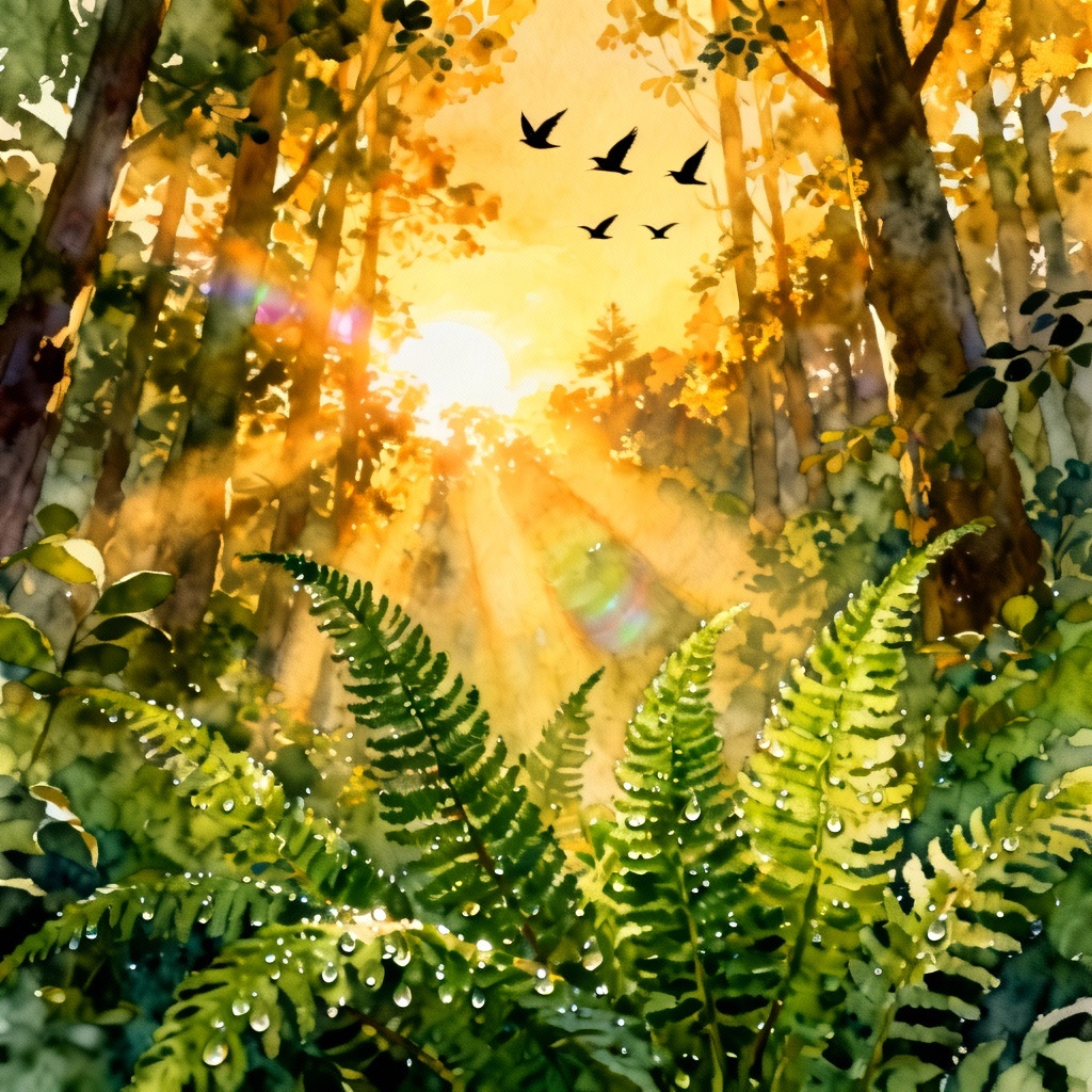 AI Golden Dawn Forest Canopy Landscape