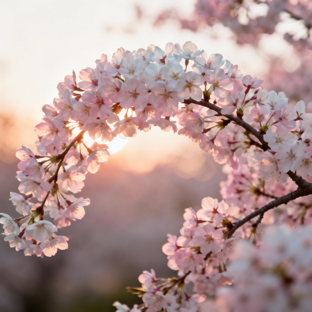 AI pink flowers generator hero image of pastel cherry blossoms