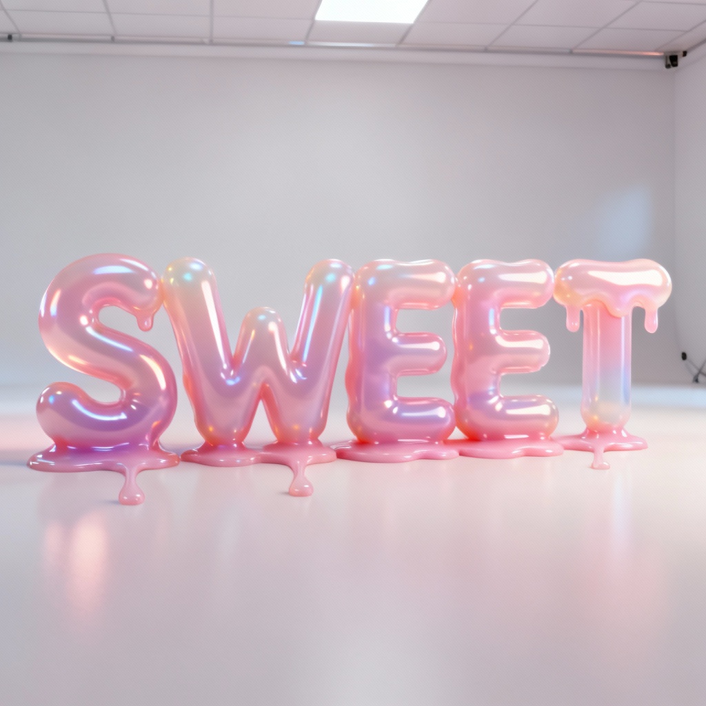 3D bubblegum text effect with inflated pink letters
