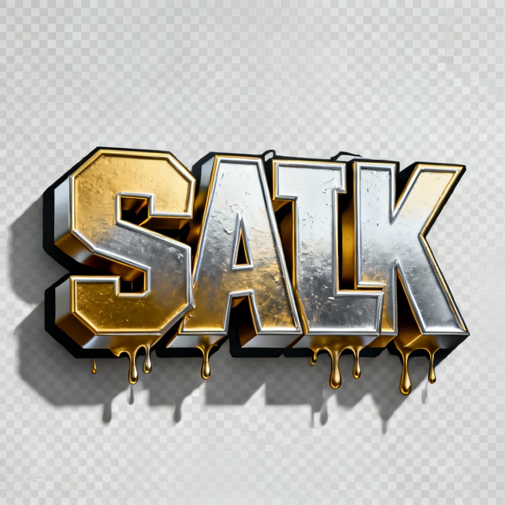 AI graffiti logo with 3D extrude and metallic shine