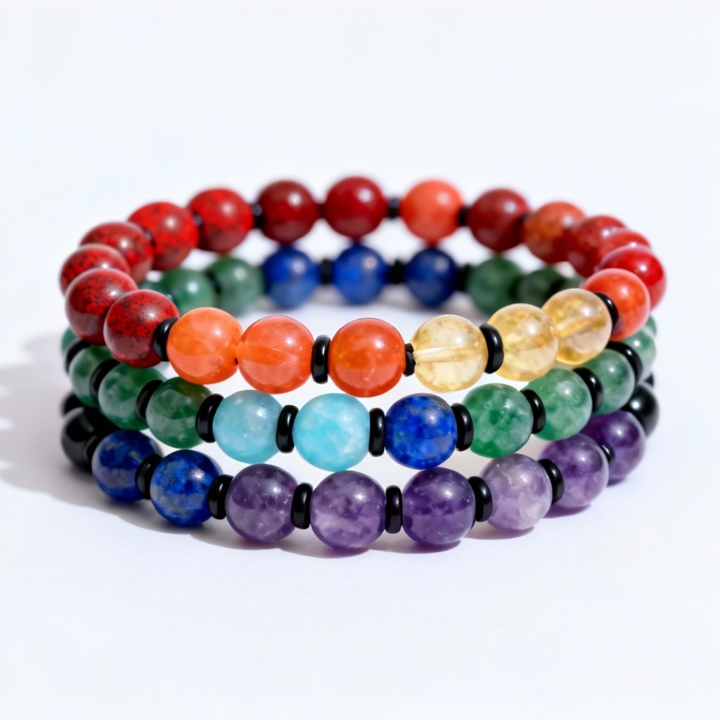 AI chakra crystal bracelet design with 7 chakra stones