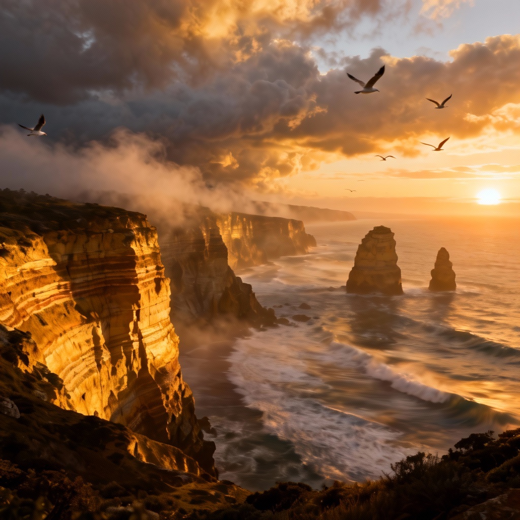 AI Generated Sunrise Ocean Cliff