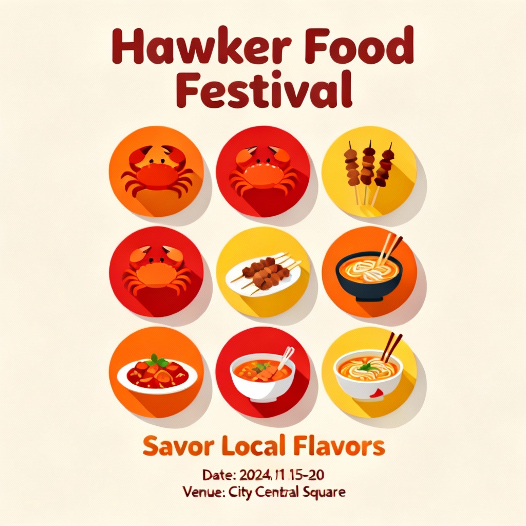 AI hawker food festival promotional poster