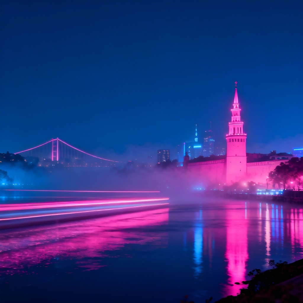 AI Neon Landmark Poster