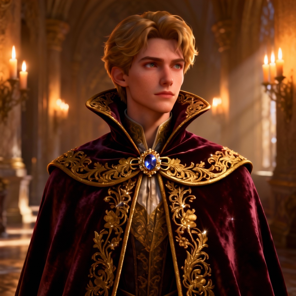 Fantasy royal cape with ornate stand collar