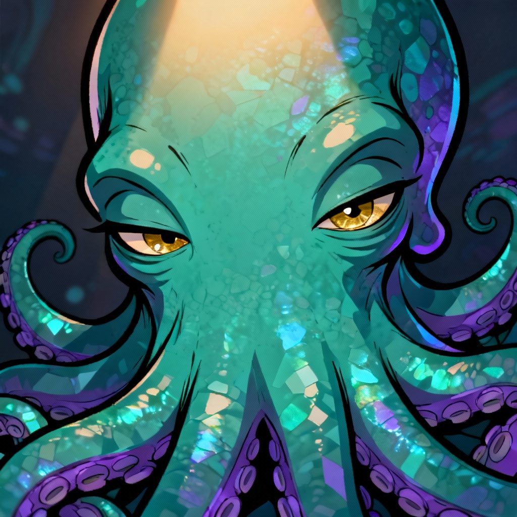 AI Squidward moody studio closeup