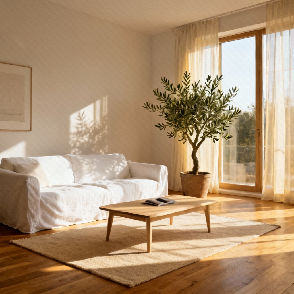 AI Scandinavian living room with natural light and minimalist decor