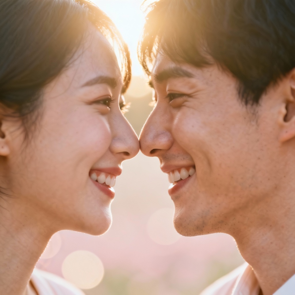 AI tenderness portrait with golden hour light and soft bokeh