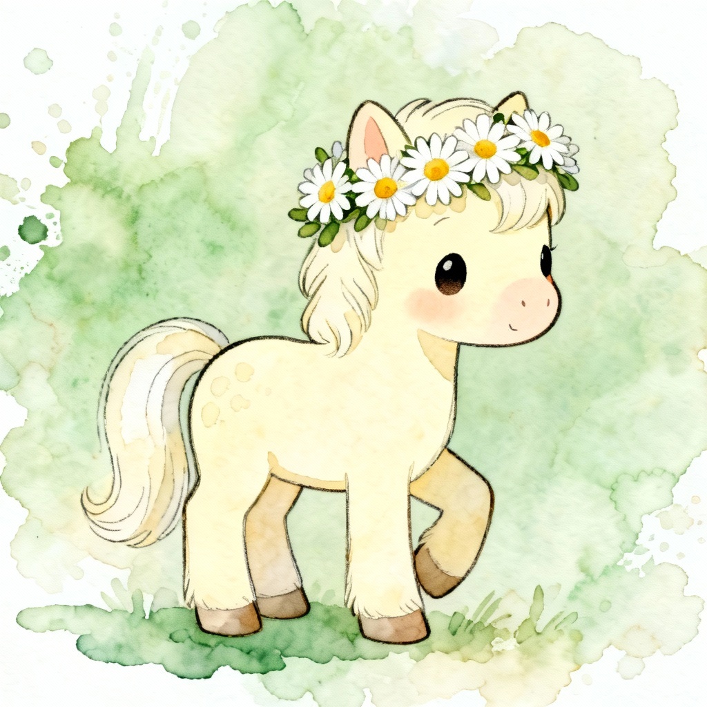 Watercolor chibi mare avatar with flowers