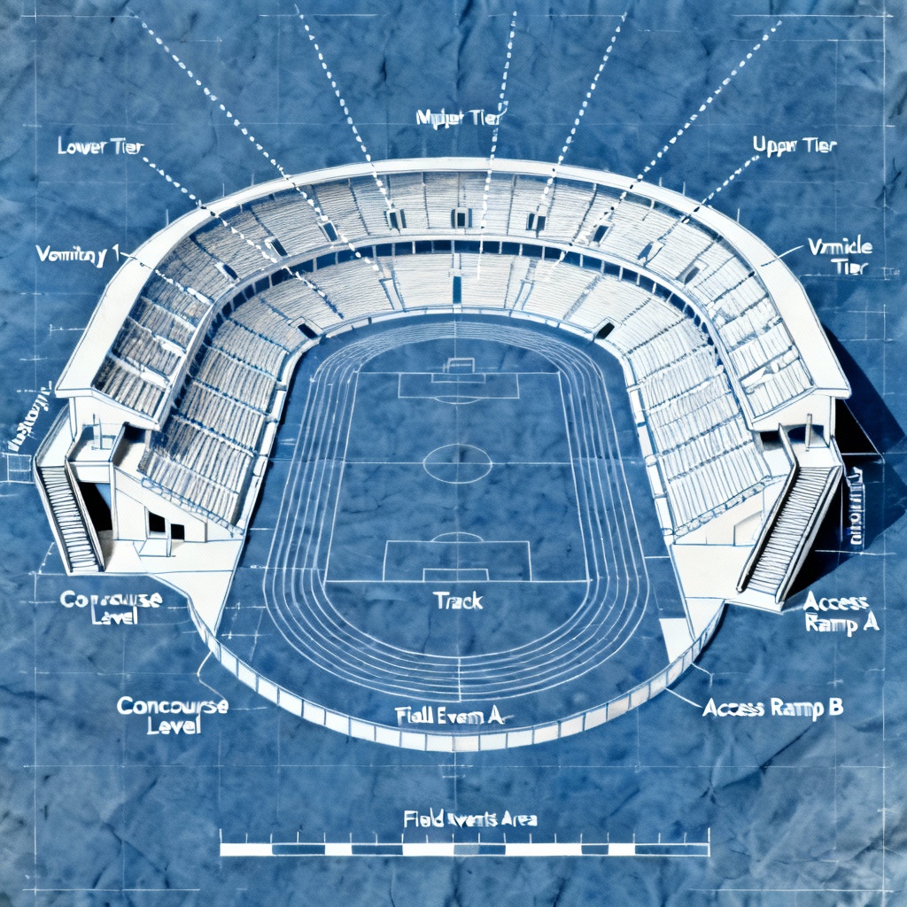 AI blueprint stadium section for seating planner
