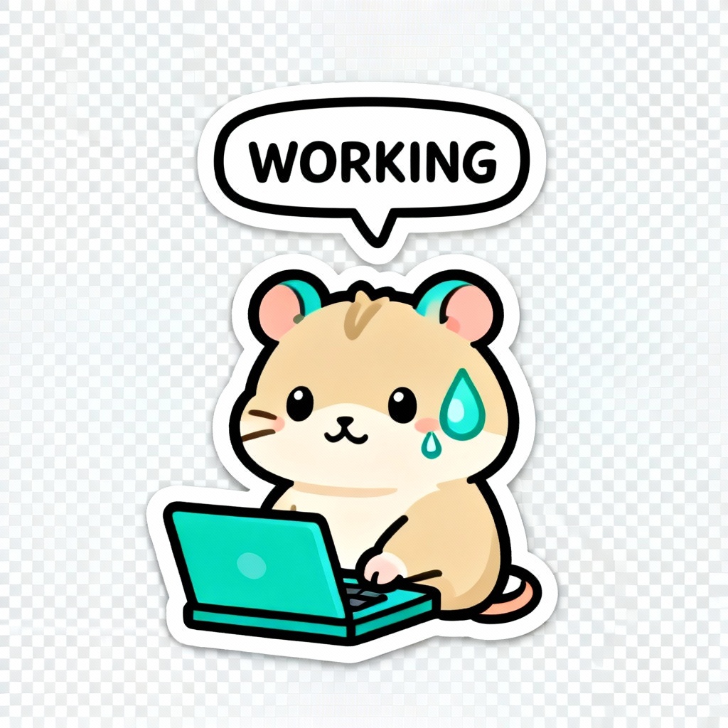 AI LINE sticker busy hamster working